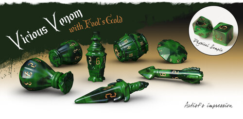 Poly Hero Dice: The Rogue 7-Dice Set - Vicious Venom & Fools Gold